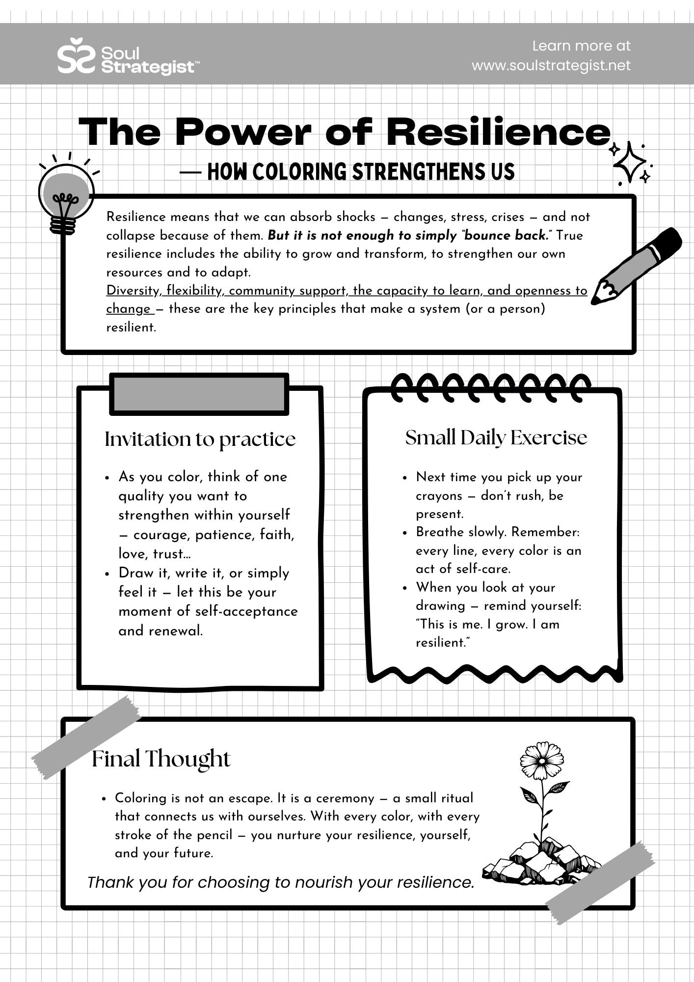 Resilience: Black & White Coloring Pages (Free Download)
