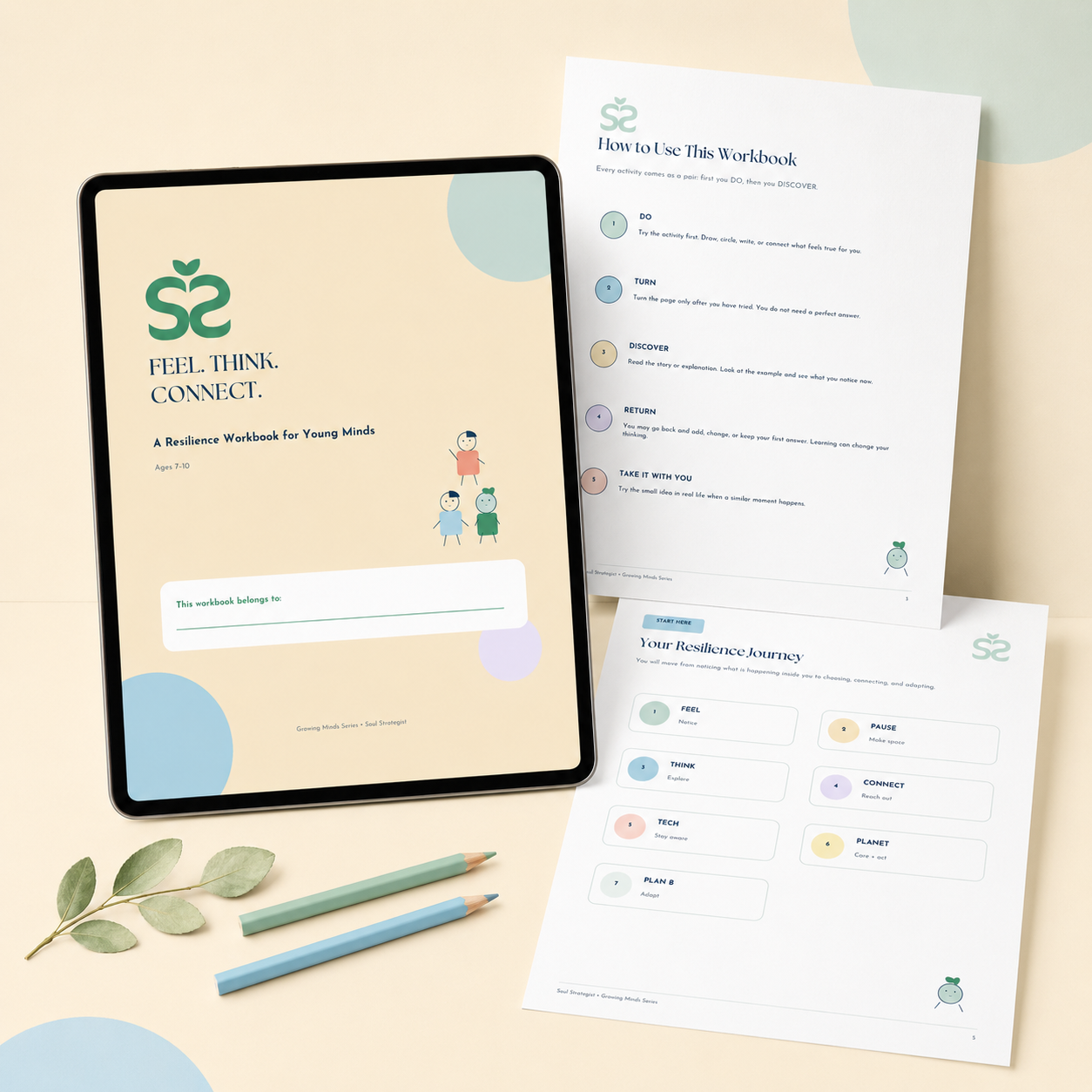 Feel. Think. Connect. – A Resilience Workbook for Young Minds Ages 7–10 (Printable PDF)
